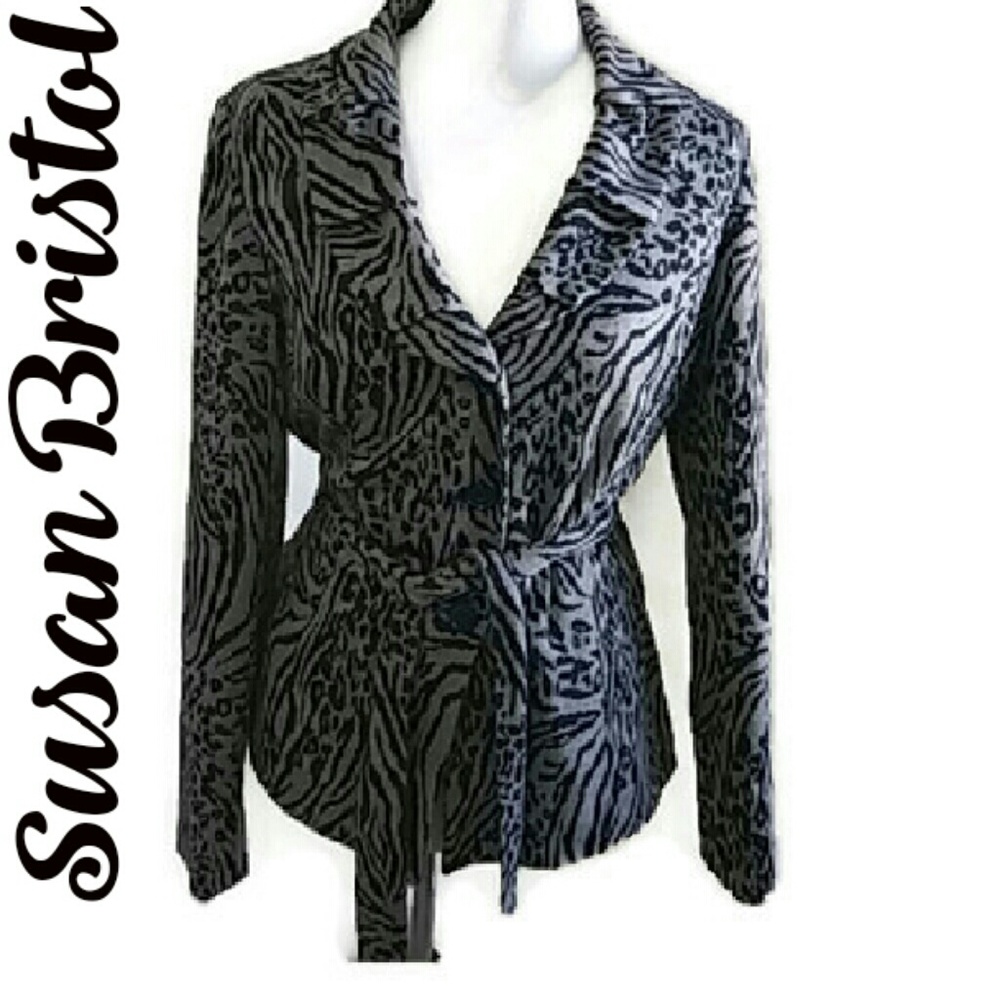 Susan Bristol Animal Print Blazer Jacket Sz 14